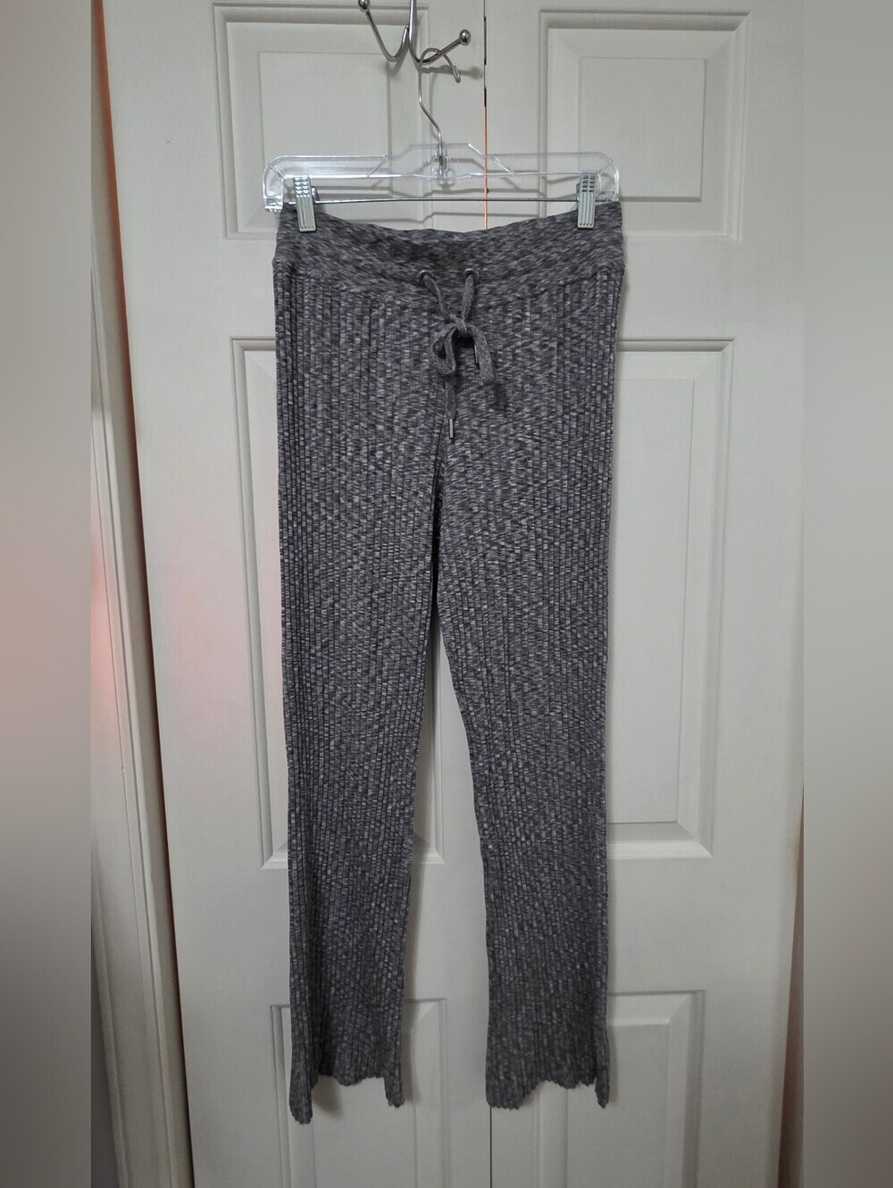 Athleta Ribbed Wide Leg Cozy Drawstring Lounge Pants - Gray Size Large